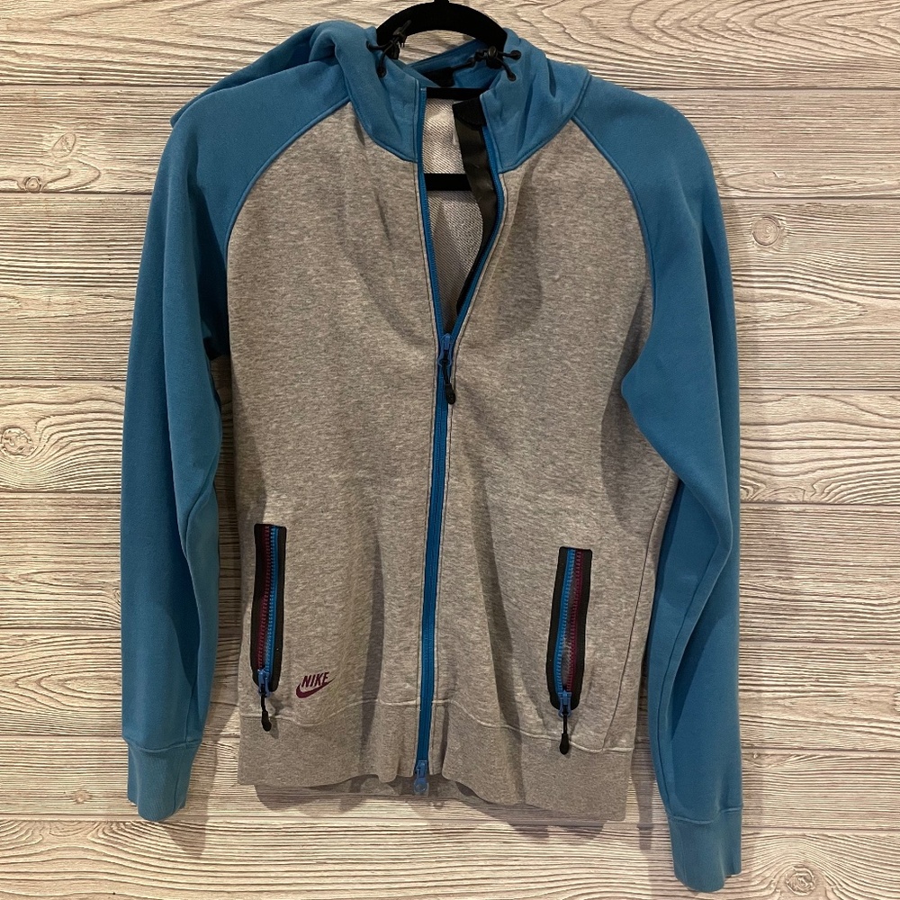 NIKE SPORTSWEAR Zip Up Hoodie Blue Heather Gray Purple Youth Size Medium 8-10